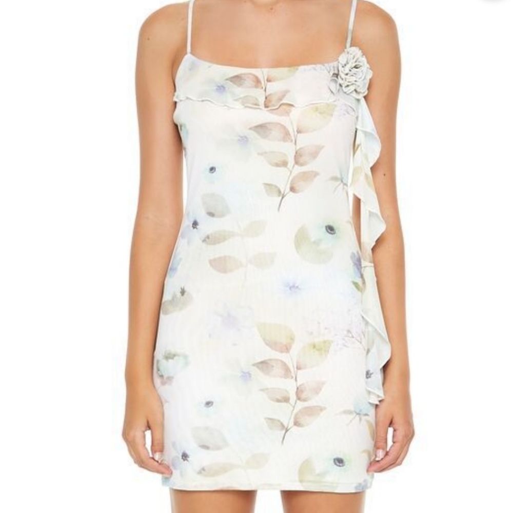 New. Floral White Dress